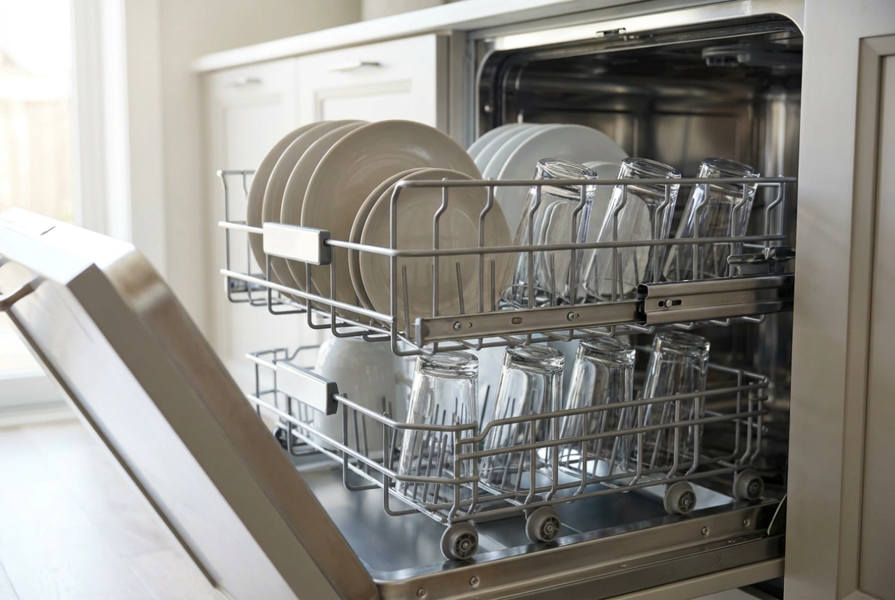 How to use a dishwasher with a lifting rack without overloading the runners