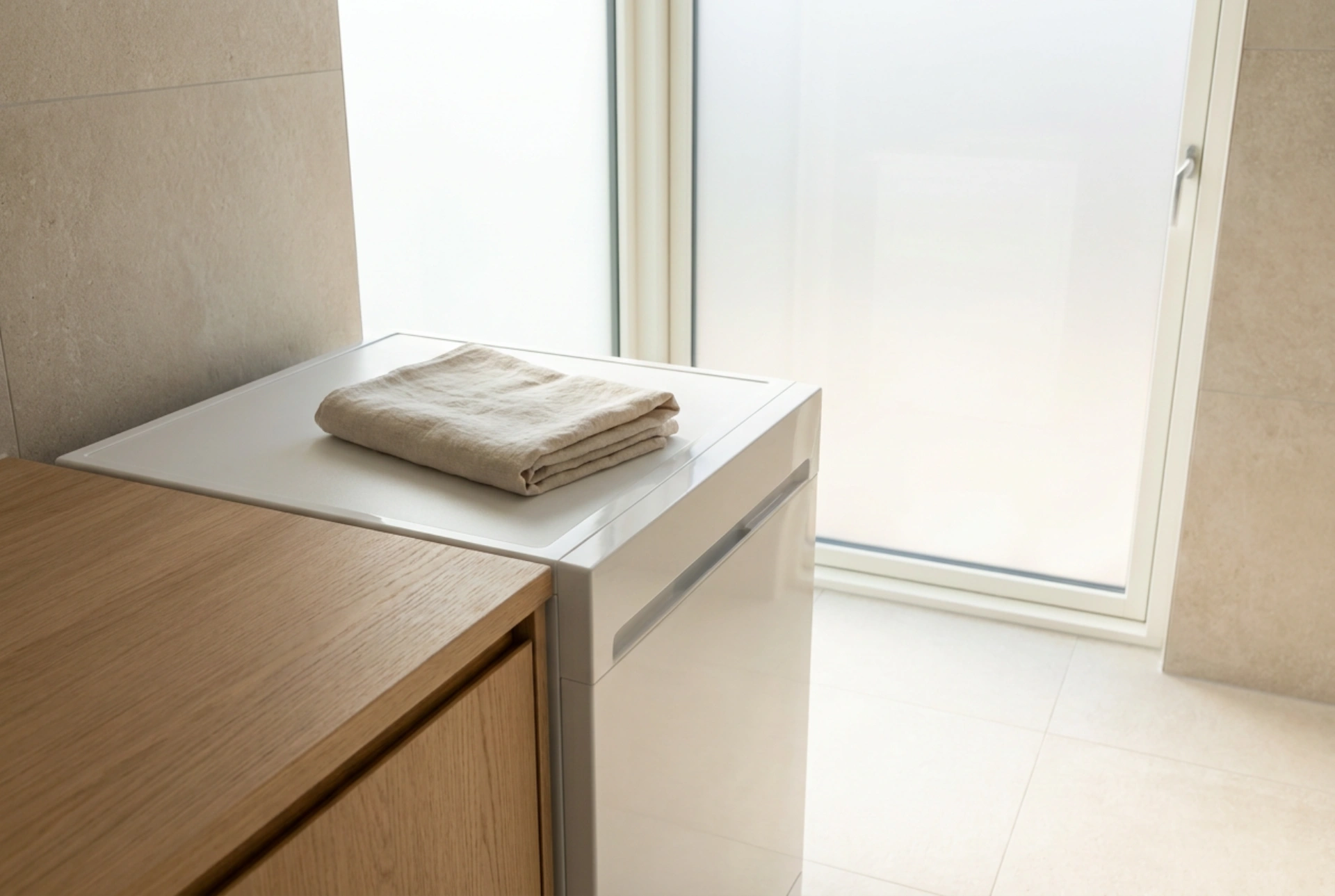 Slim Washer-Dryer with a Heat Pump for Small Bathrooms