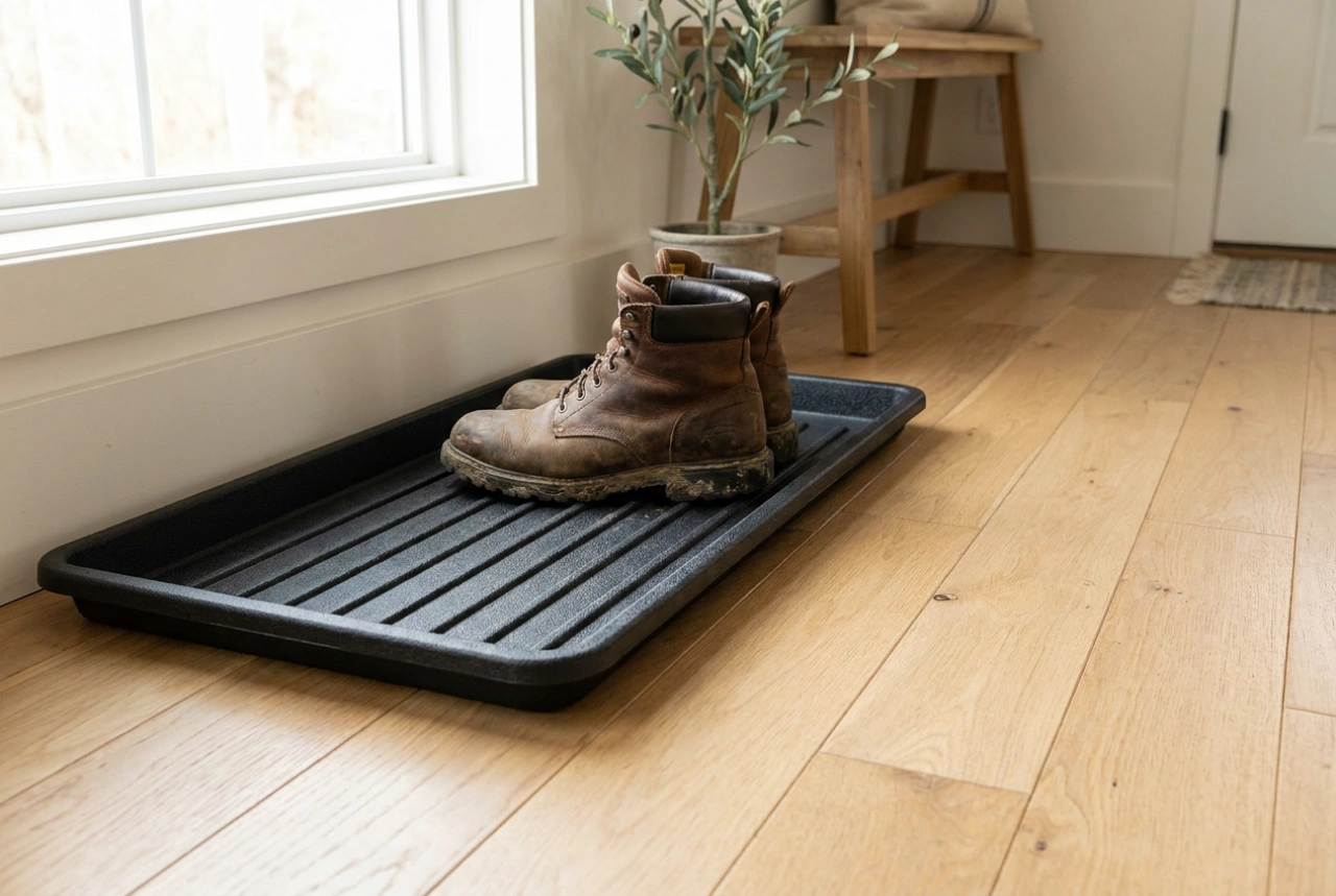 How to Position a Rubber Boot Tray to Minimise Mud in the Hallway