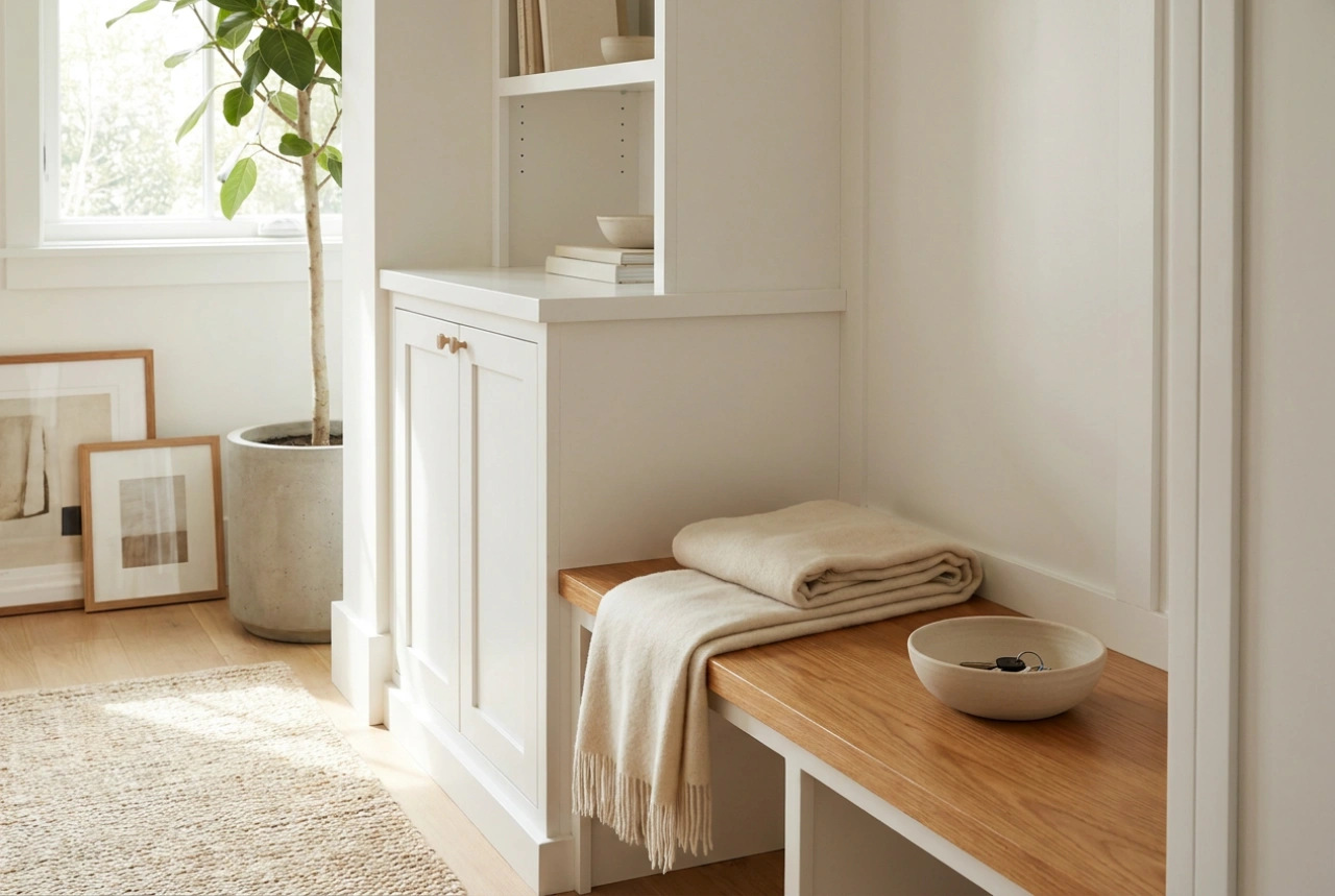 How to organize a hallway with white furniture and avoid clutter