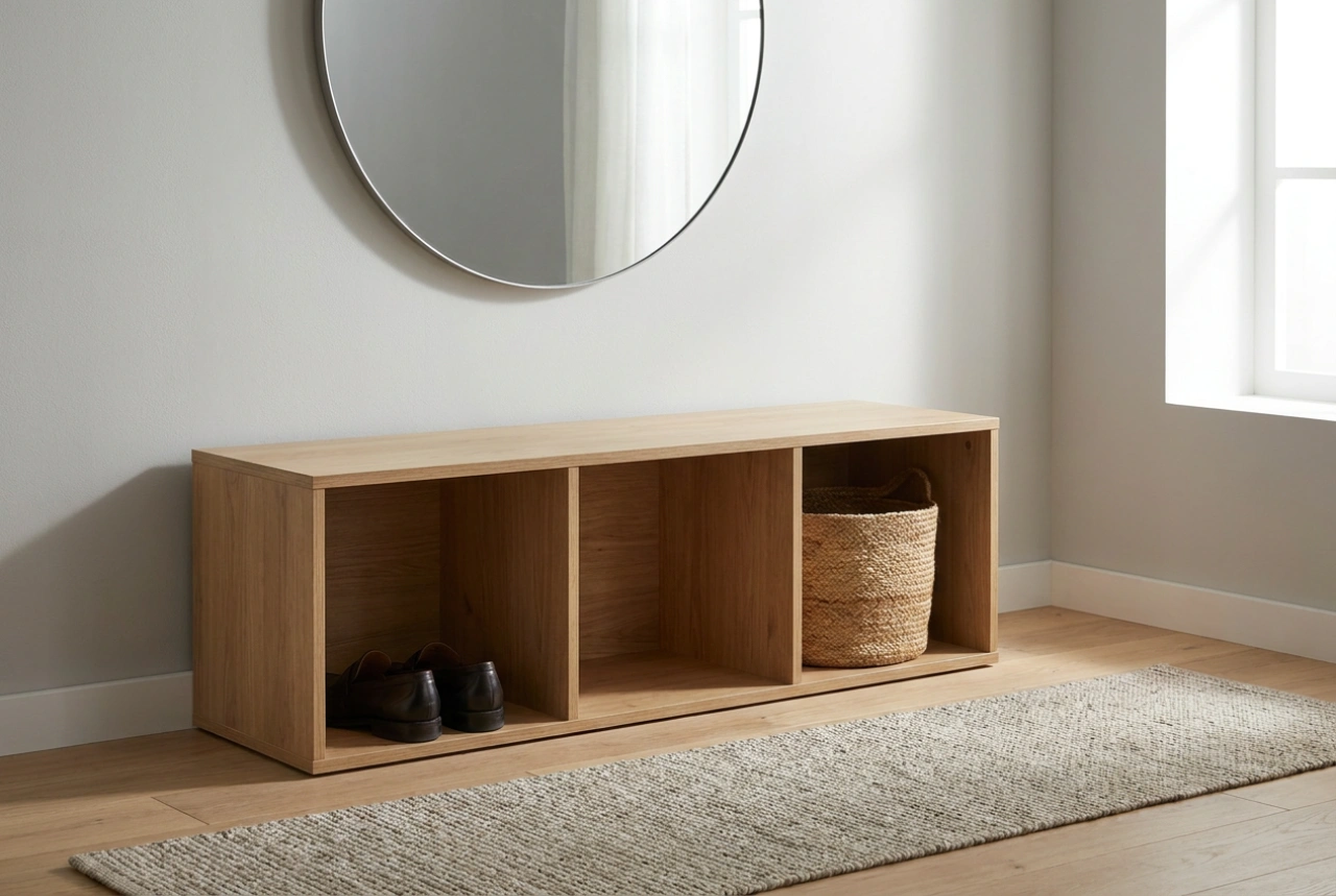 How a Storage Bench Organizes Shoes and Accessories in the Hallway
