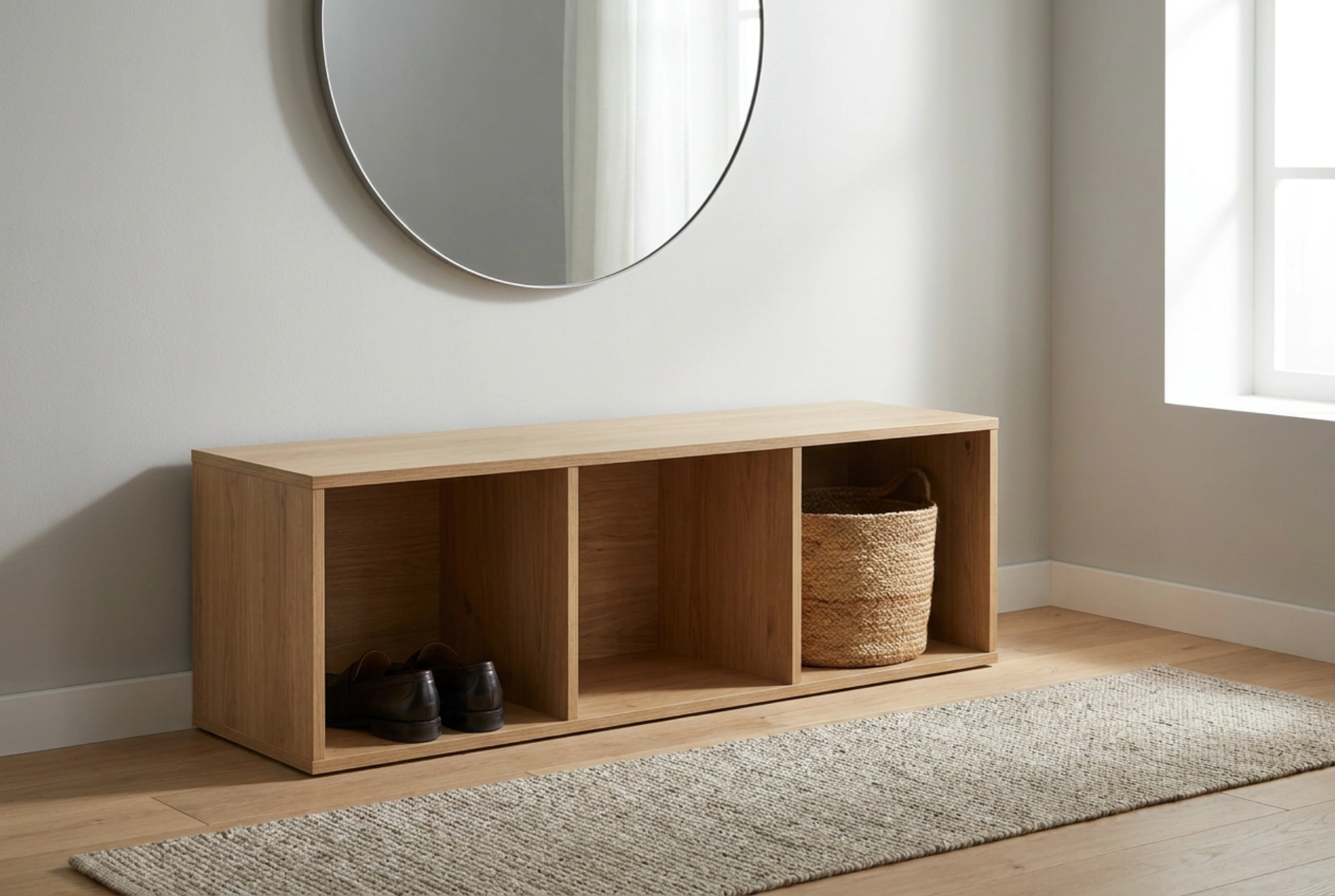 How a Storage Bench Organizes Shoes and Accessories in the Hallway