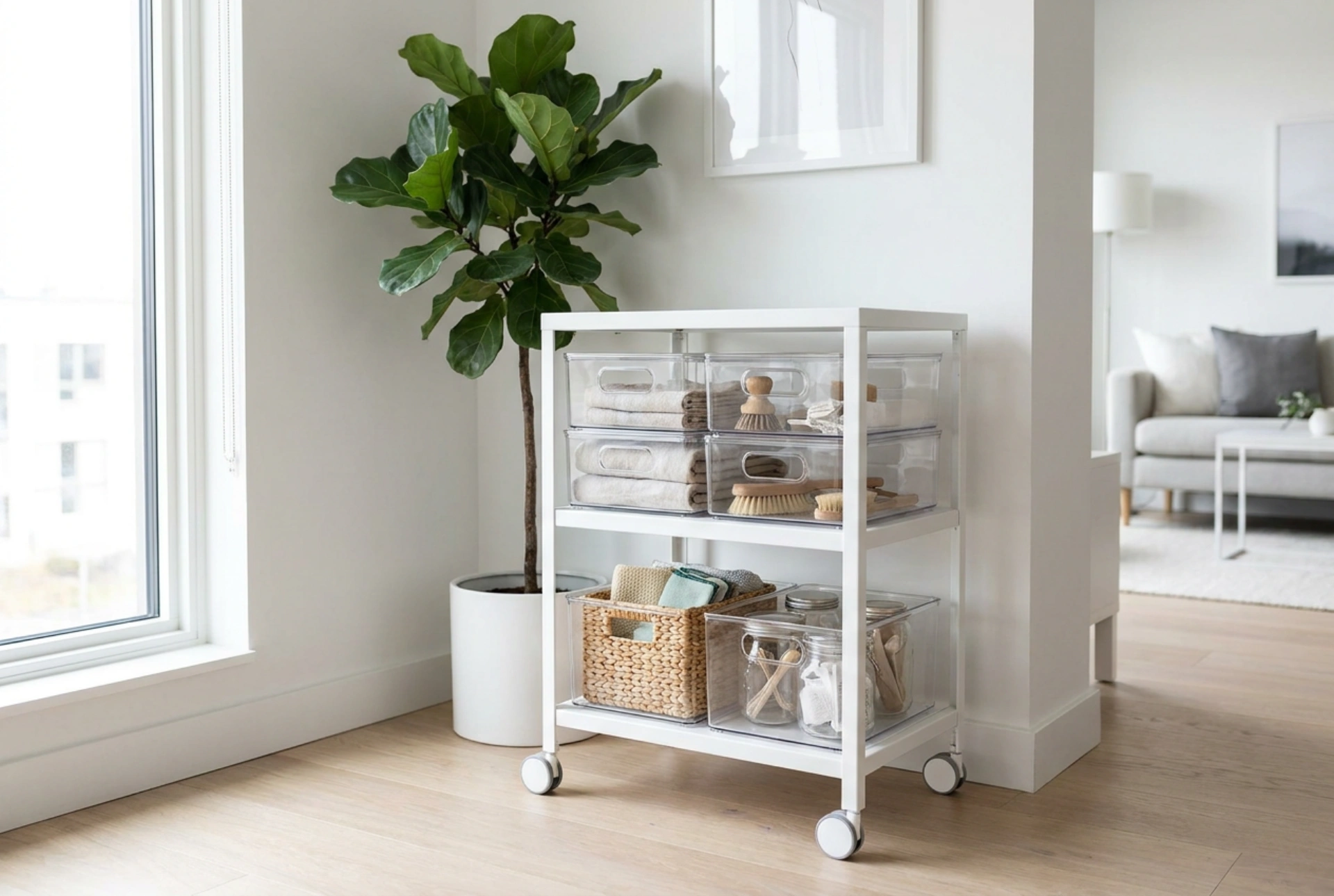 Plastic Rolling Carts as Mobile Organising Hubs for Household Items