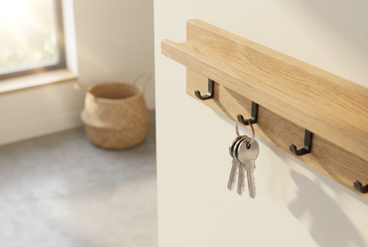 How to Organise Keys on a Wooden Rack in the Entryway