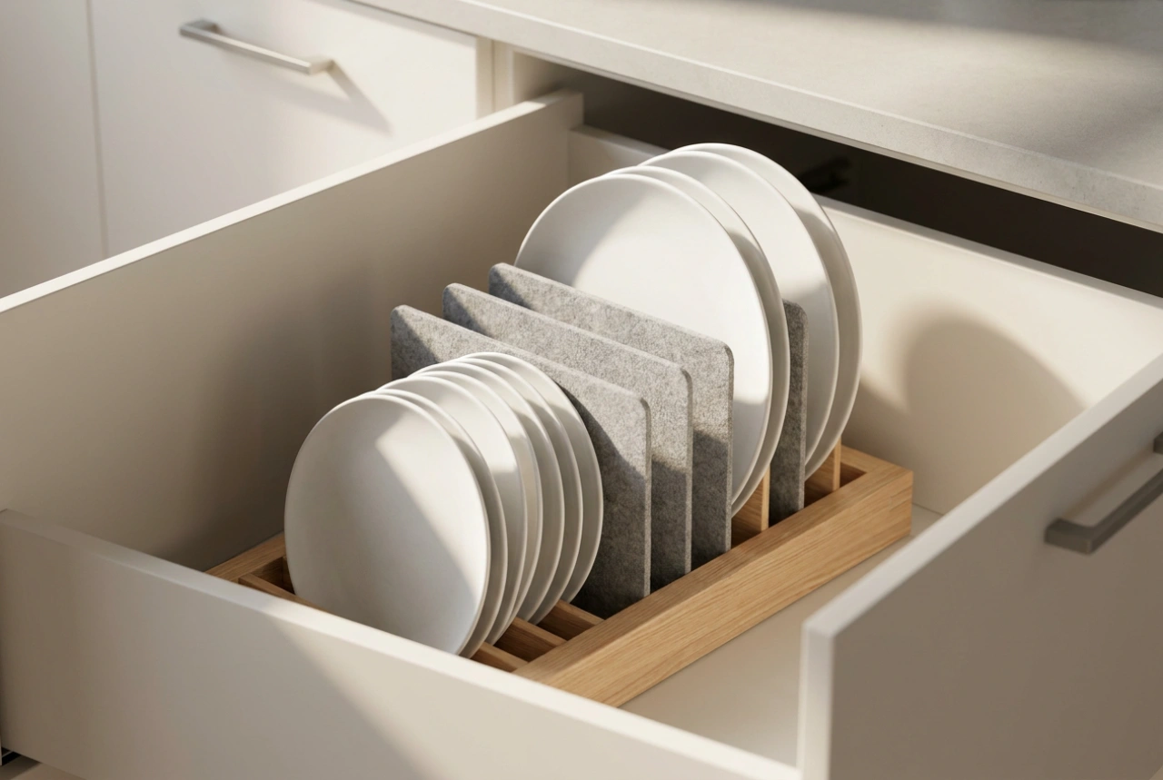 How to Arrange Plates in a Drawer Rack Without Chipping the Edges