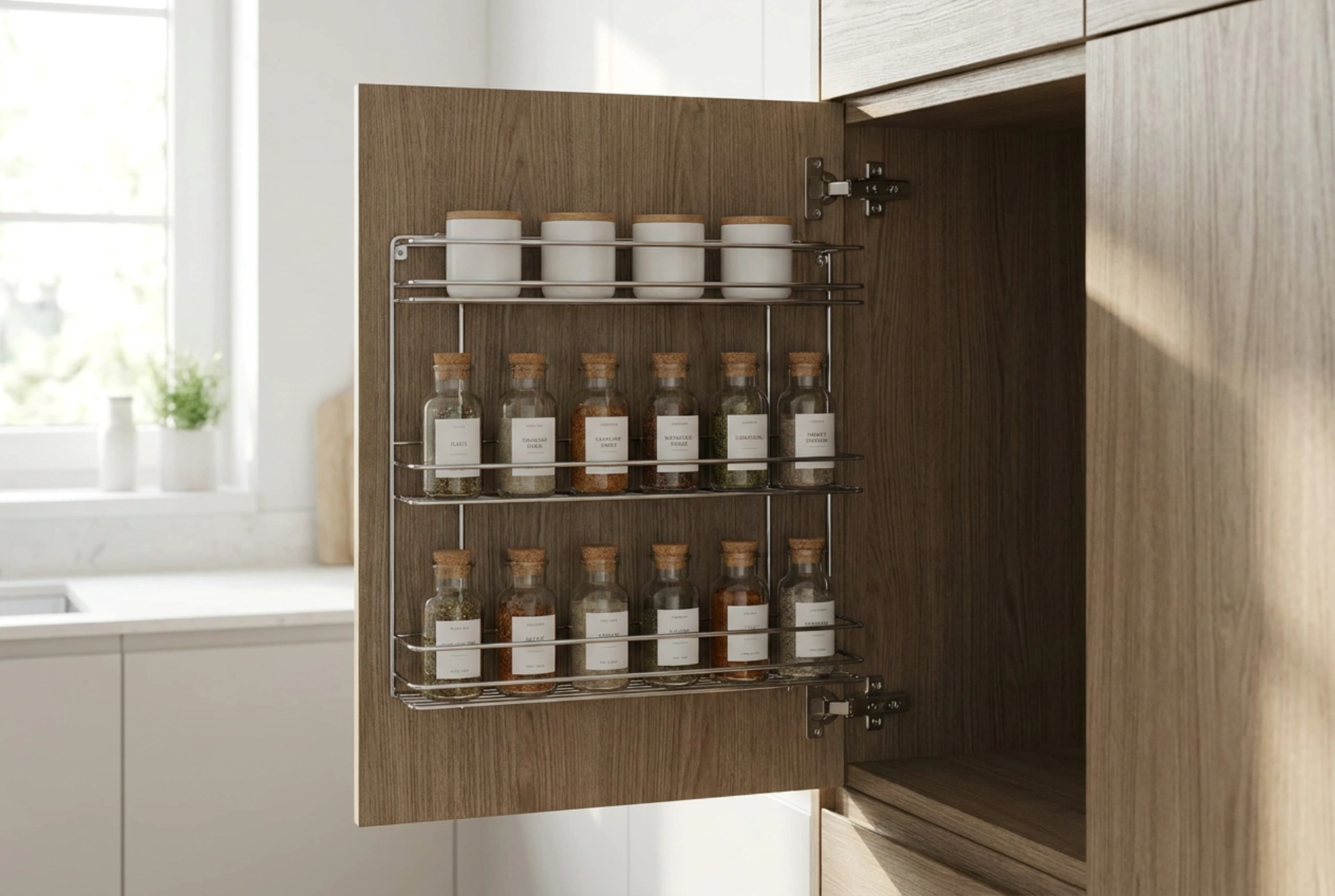 Kitchen Cabinet Door Organisers: Maximising Shallow Storage Space