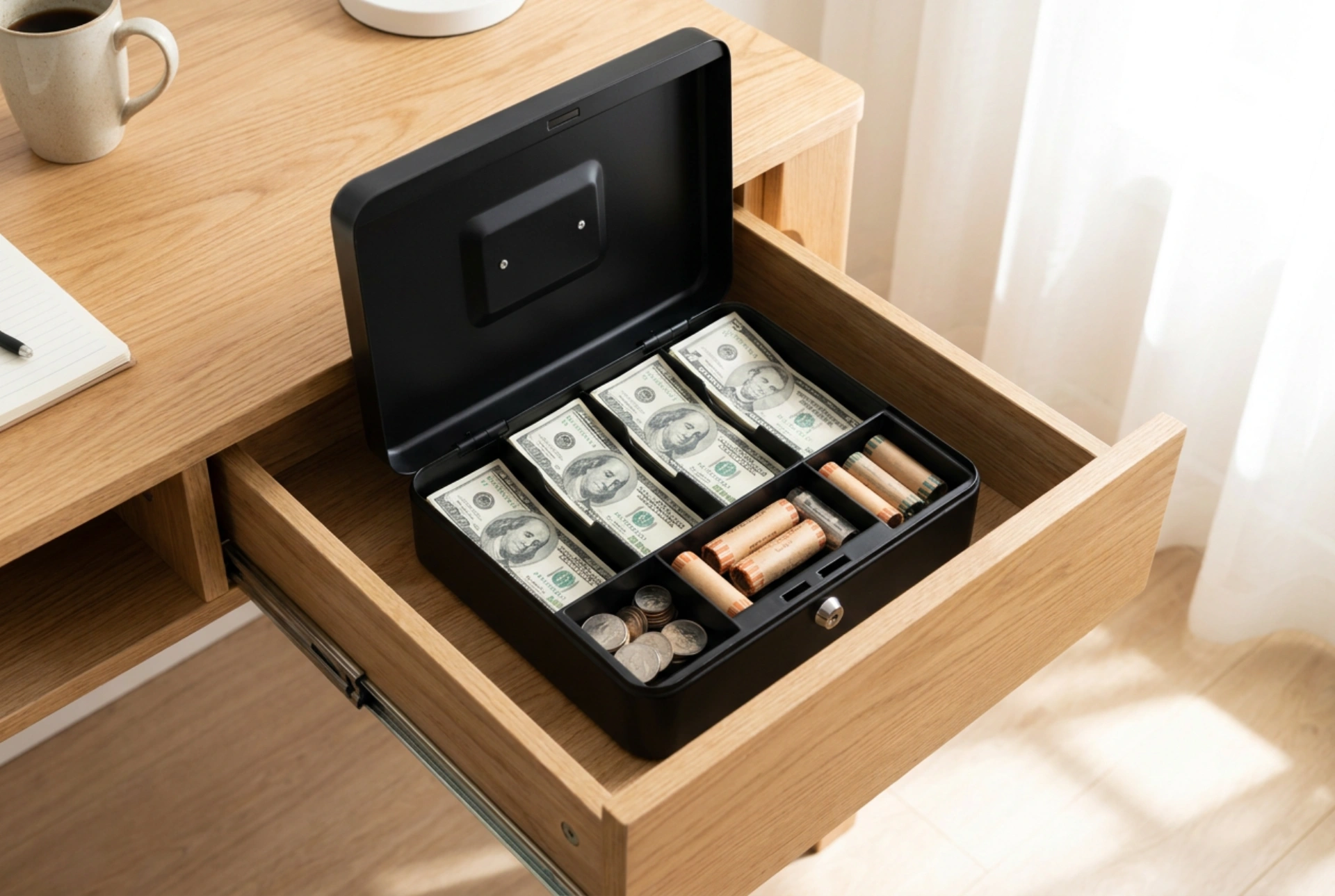 How to Organize Cash in a Safe Box Kept in a Drawer