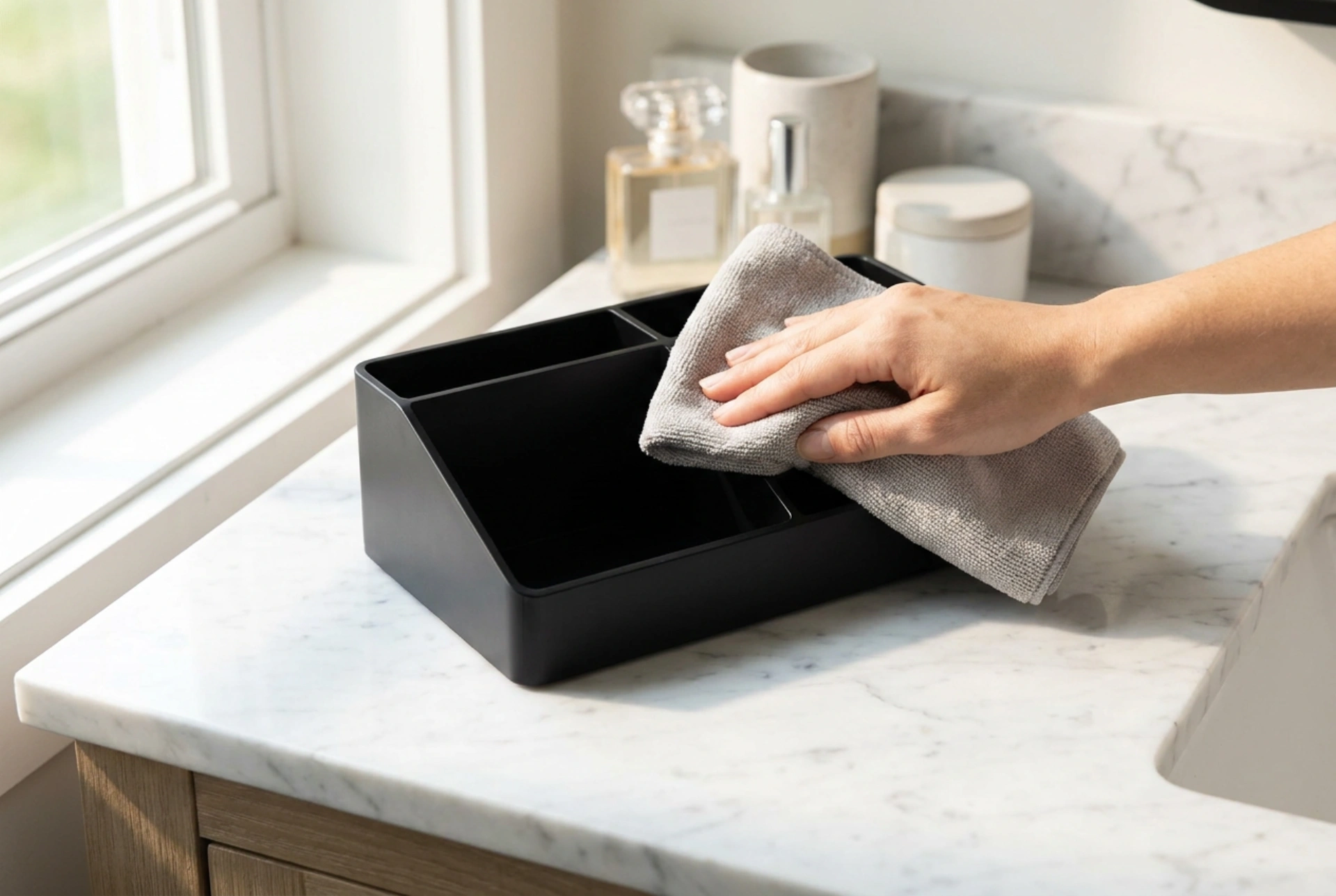 How to Clean a Black Makeup Organiser Without Streaks or Dust