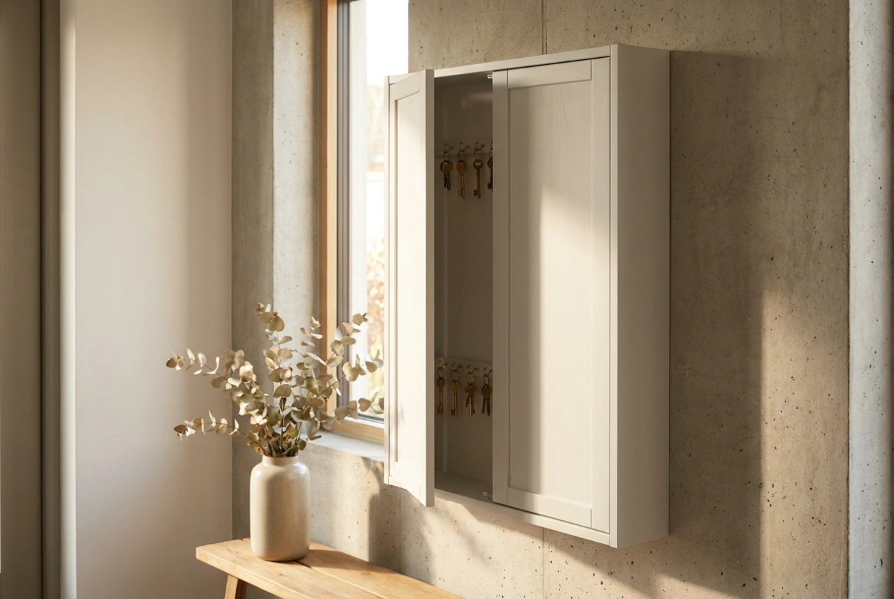 White Key Cabinet as a Discreet Hub of Organisation in the Home
