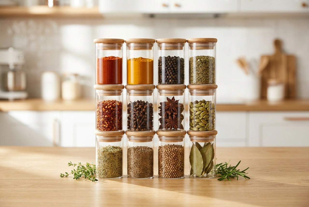 Glass Spice Jars Make Chaos-Free Cooking Easier