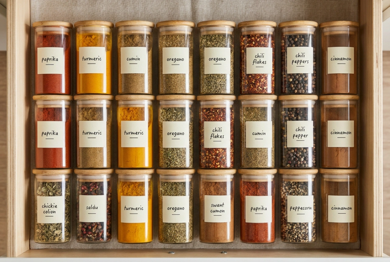 How to Organise Spices in Glass Jars Without the Mess