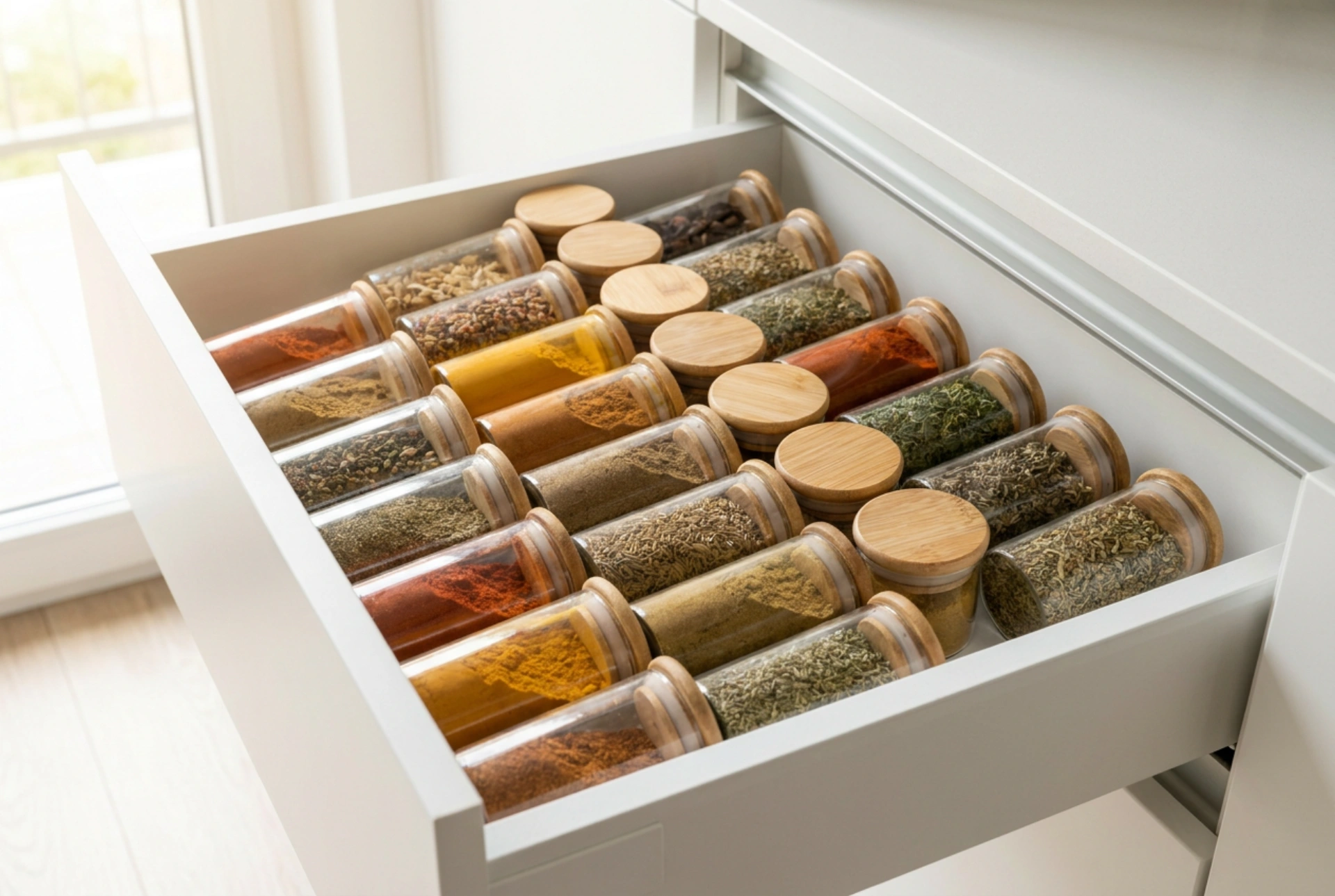 Modern Spice Jars as the Foundation of an Organized Cabinet