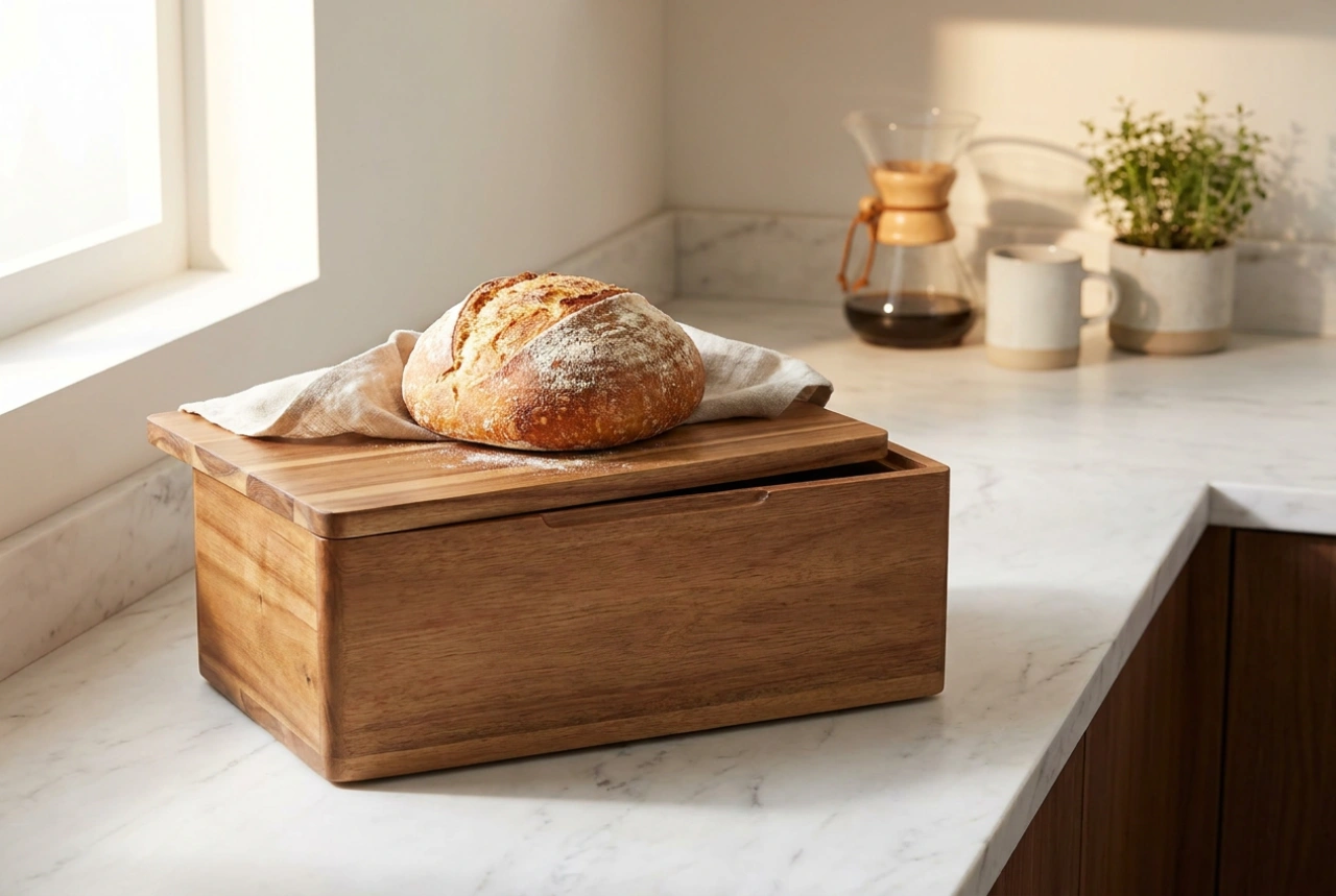 How a Bread Bin with a Cutting Board Optimises Your Bread Station