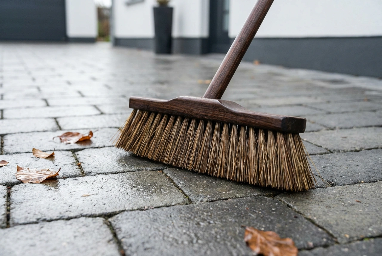 How to Sweep Paving Stones After Rain and Garden Work