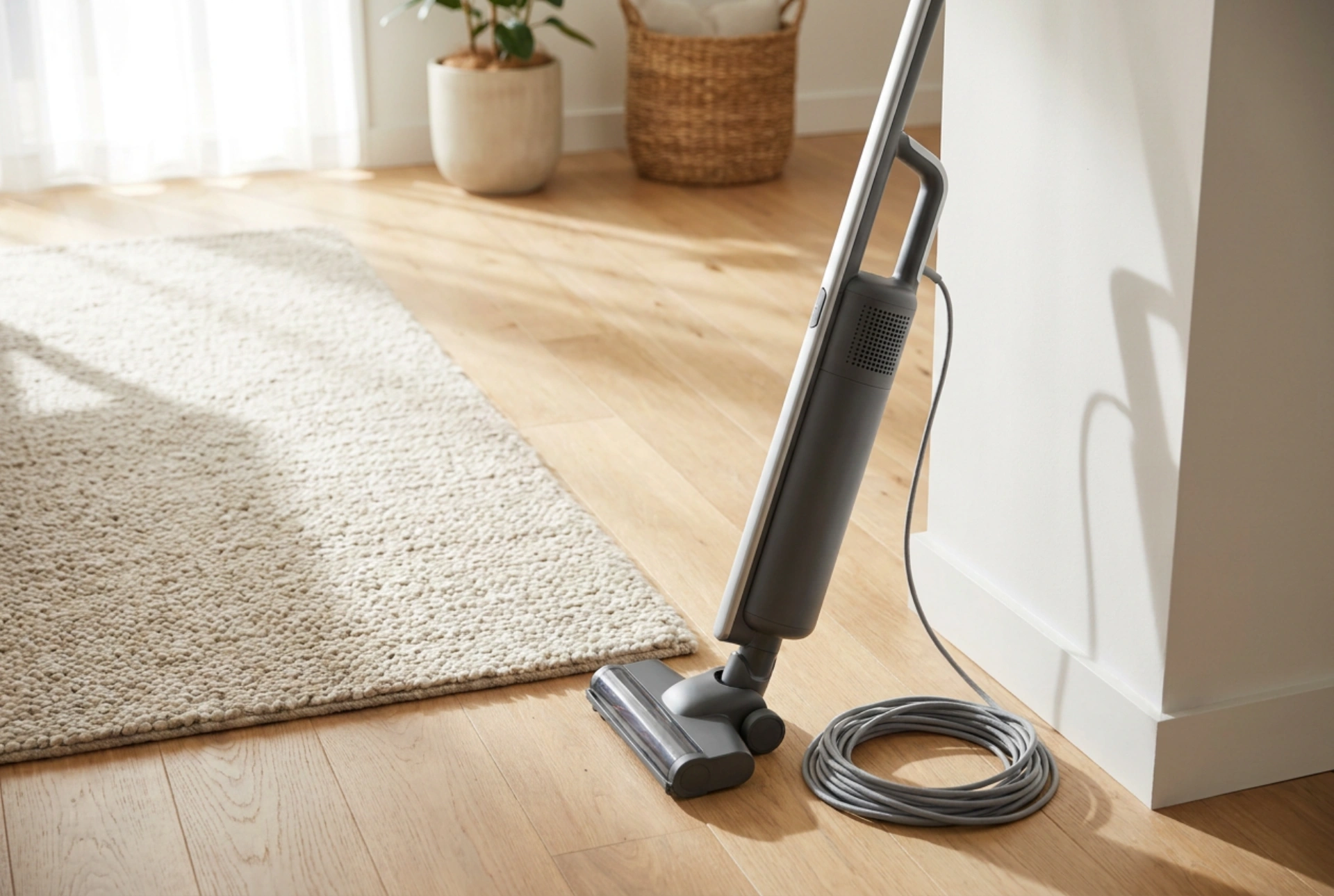 How to comfortably clean with a corded stick vacuum