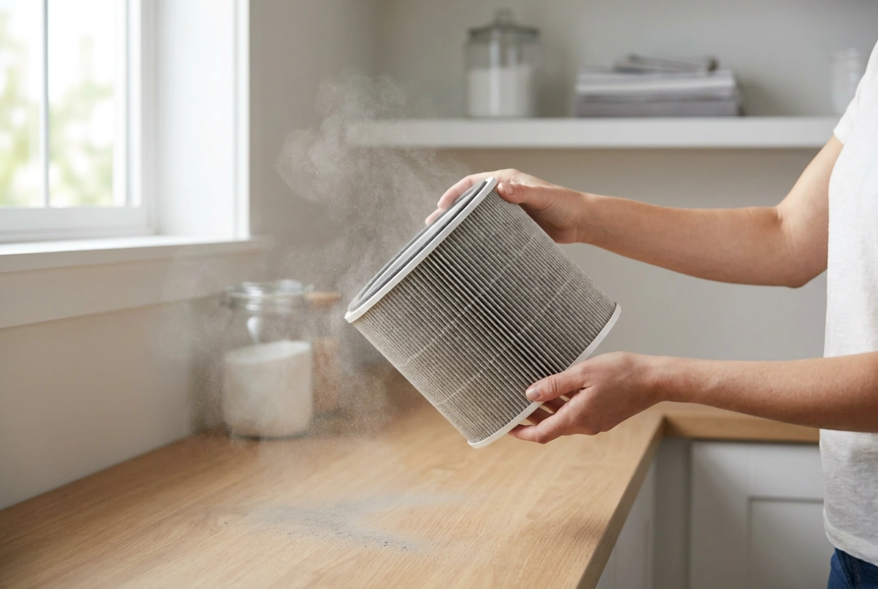 How to clean an ash vacuum filter after clearing a cold fireplace