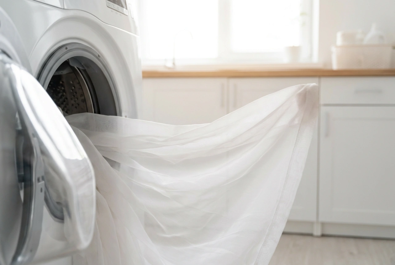 Washing Delicate Curtains in the Machine with Low Temperature and Gentle Spinning