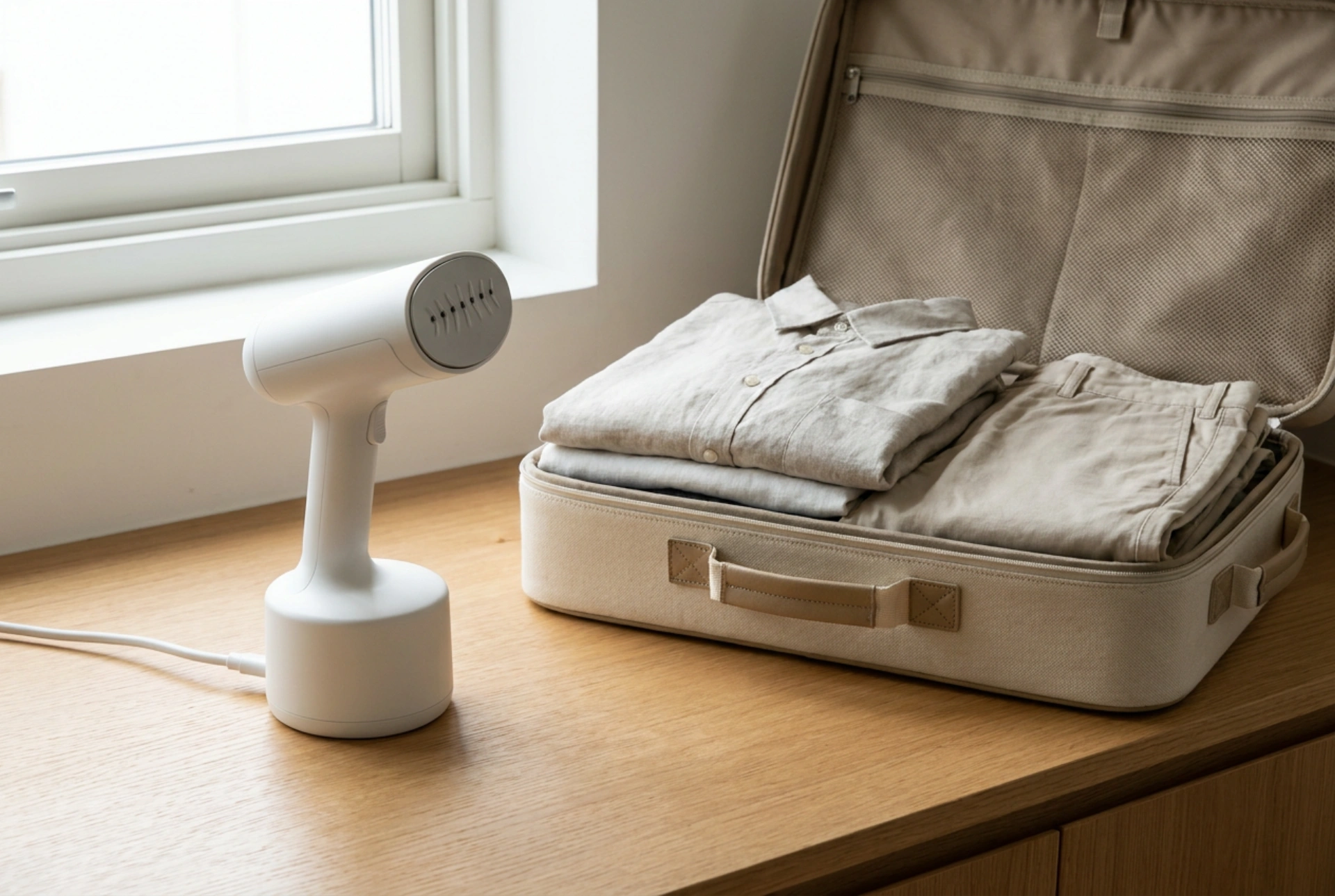 Using a Travel Garment Steamer to Restore Packed Clothes