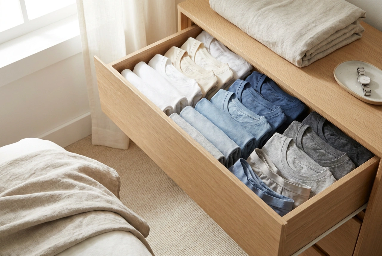 How to Organize Clothes in a Bedroom Chest of Drawers