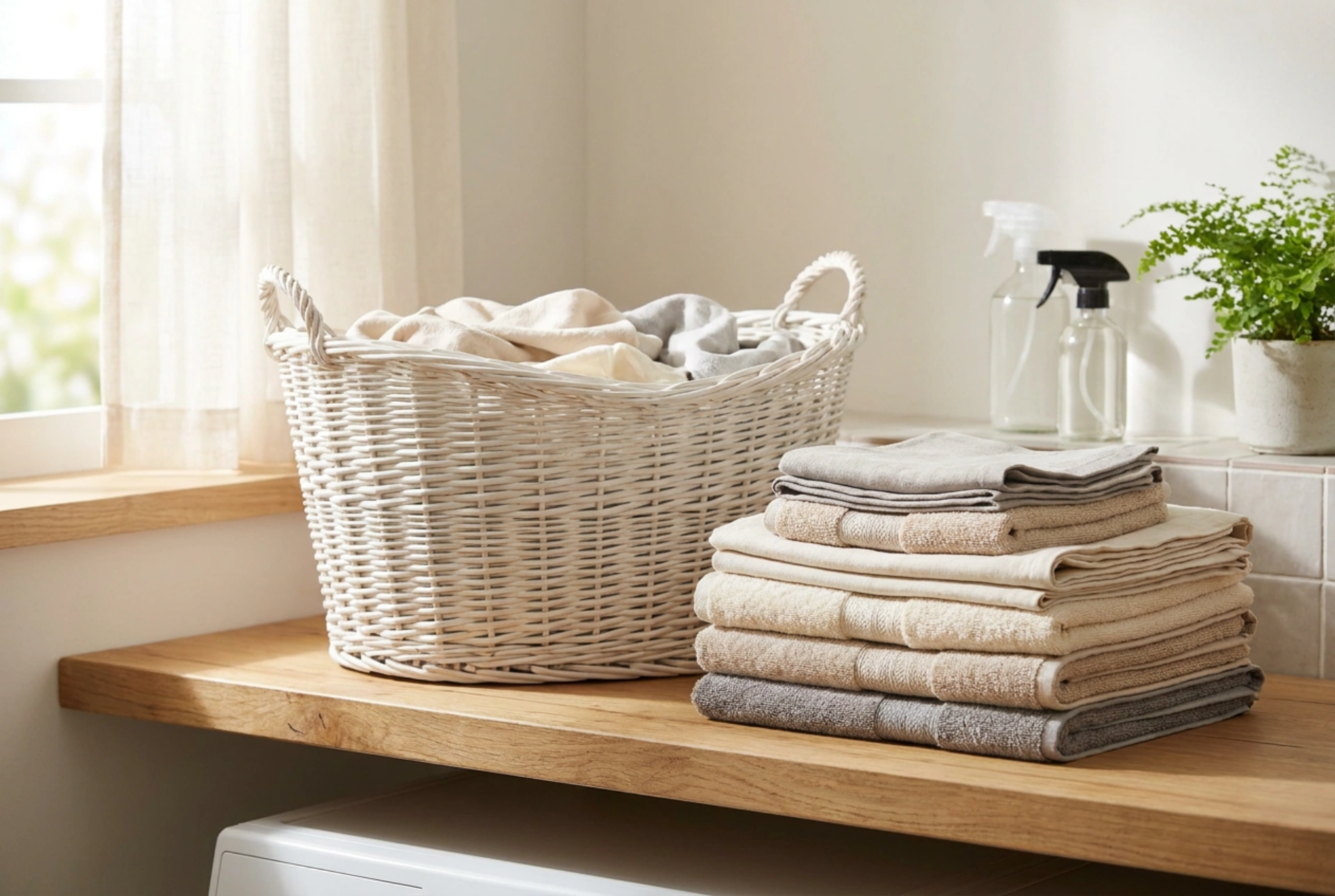 White wicker laundry baskets and efficient textile sorting