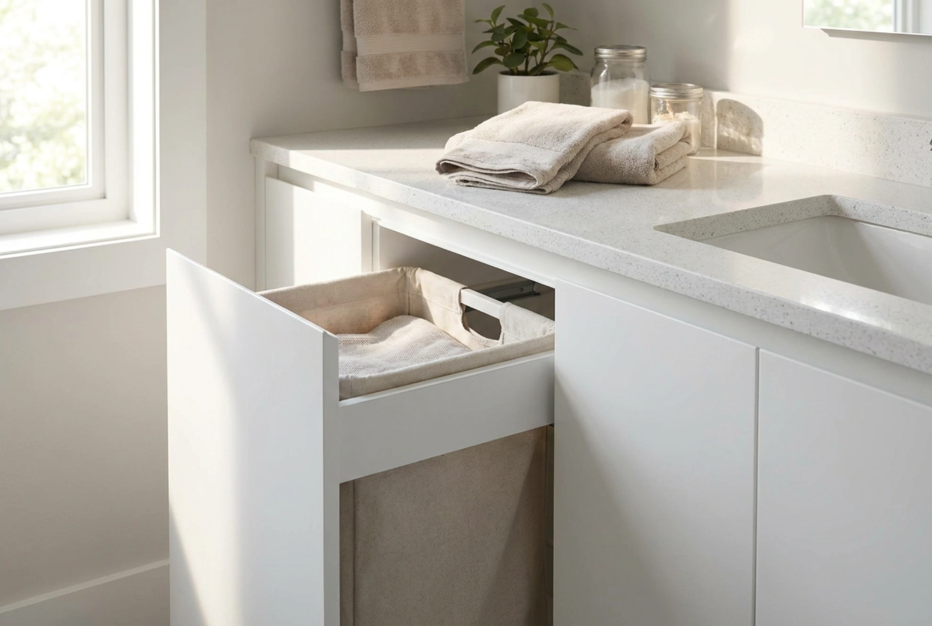 How to Plan a Built-In Laundry Basket in a Small Bathroom