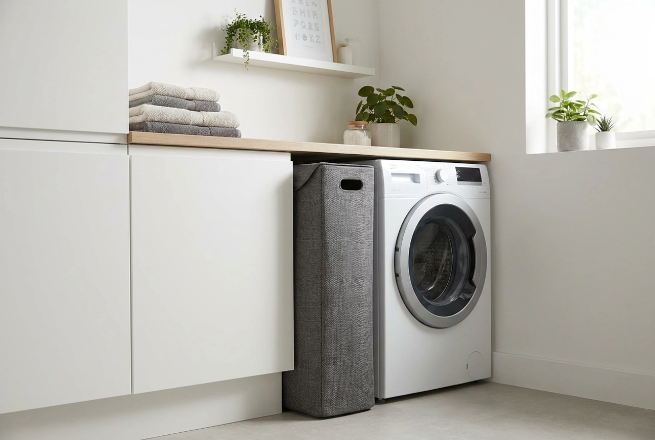 Slim Laundry Baskets for Narrow Gaps and Built-In Niches