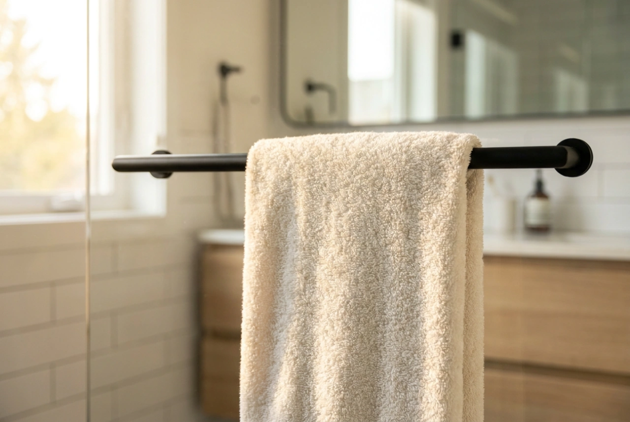 Bathroom towel rail placement for optimal drying