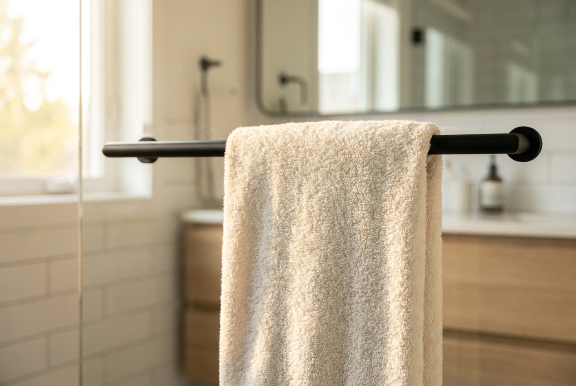 Bathroom towel rail placement for optimal drying