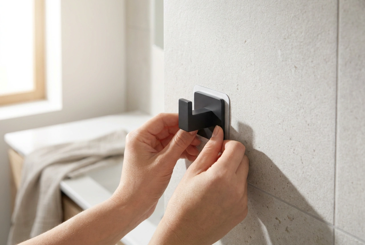 How to Mount an Adhesive Towel Hook to Withstand Bathroom Moisture