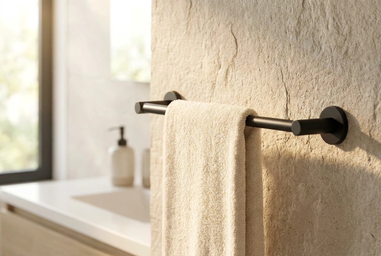 Where to mount a bathroom towel rail for maximum convenience after washing hands