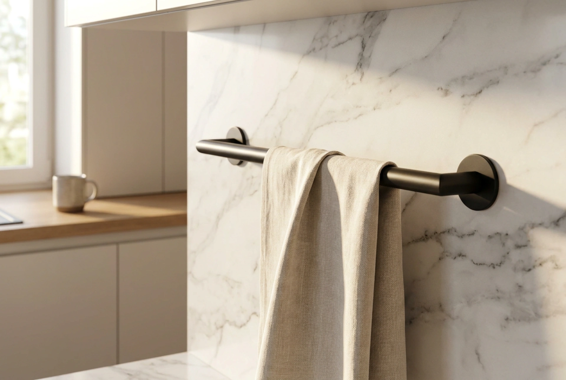 How to Position a Kitchen Towel Rail Close to Your Workspace