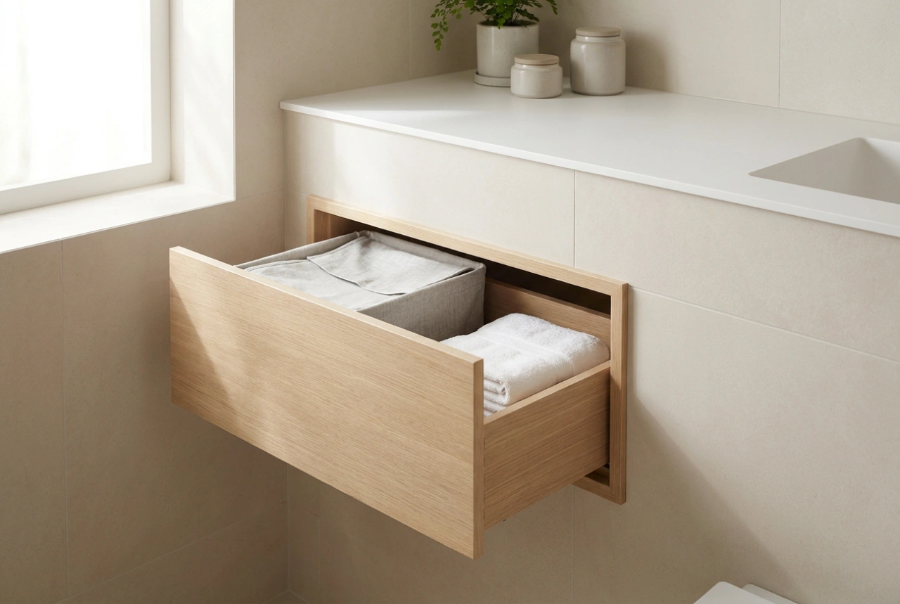 How to Plan a Bathroom Cabinet with a Built-In Laundry Basket