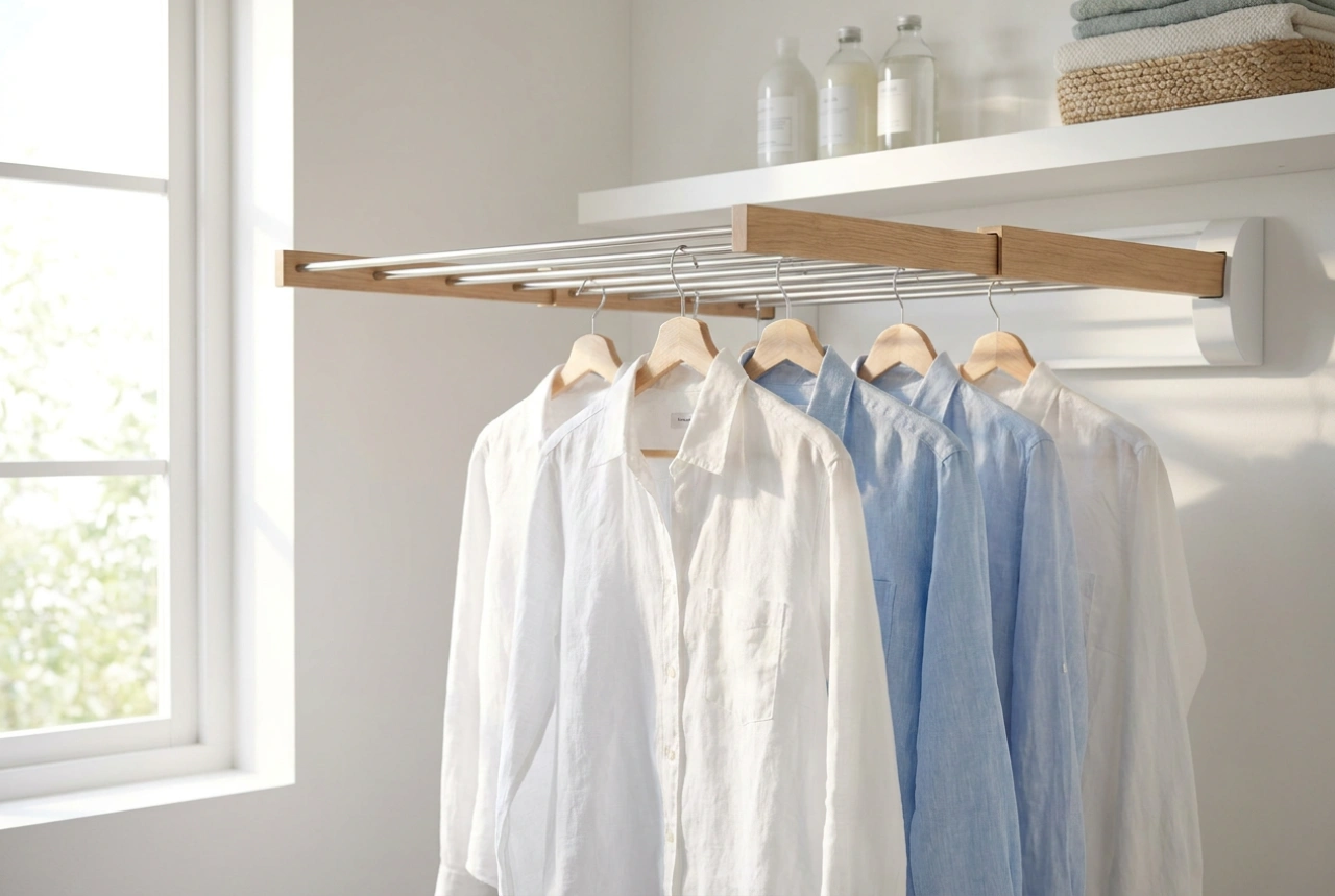 How to Arrange Laundry on a Hanging Rack to Prevent Creases