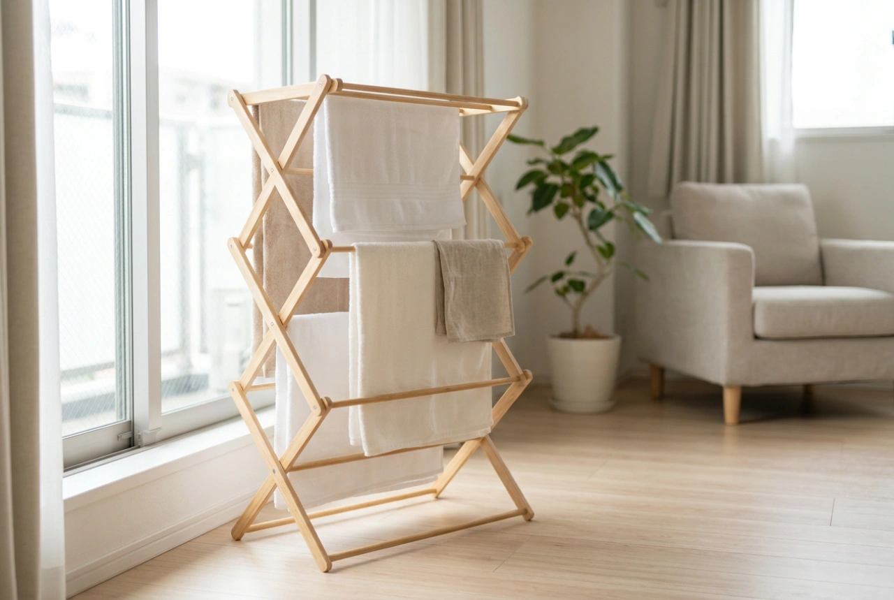 Small Drying Rack and Good Drying Habits in a Studio Apartment