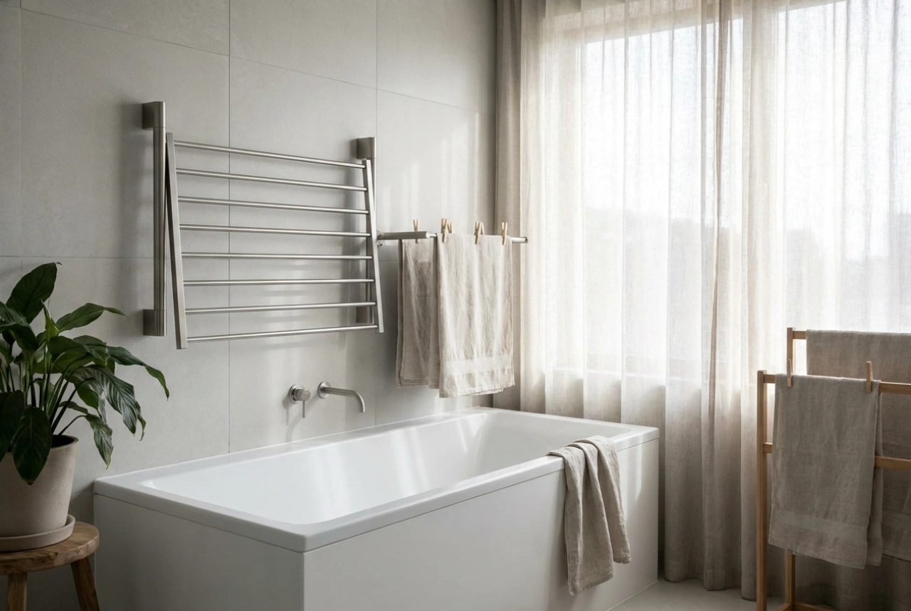 Wall-Mounted Drying Racks: Efficient Clothes Drying Over the Bathtub