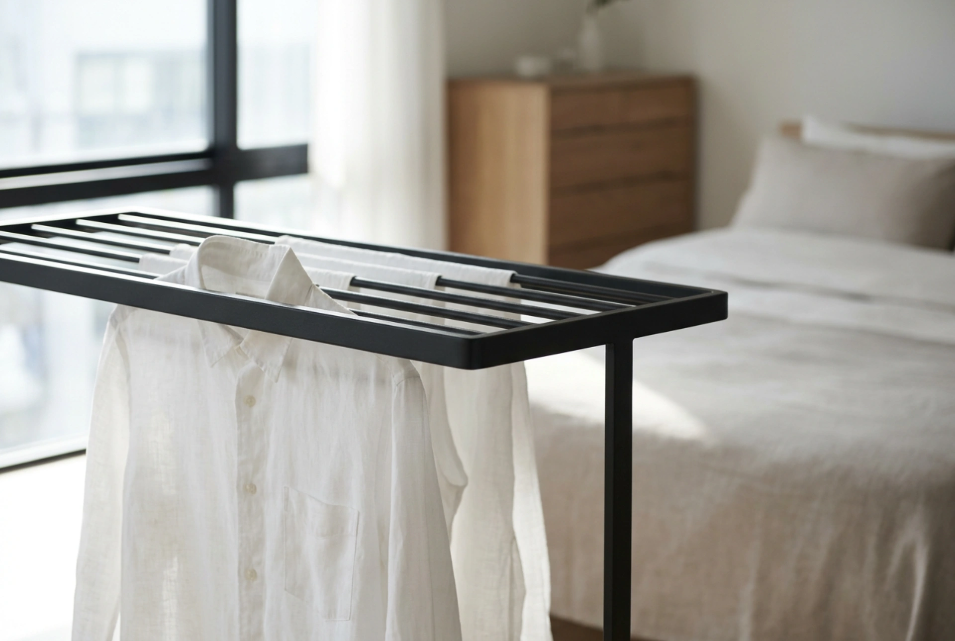 Drying Clothes on Hangers: The Physics of Wrinkle-Free Laundry