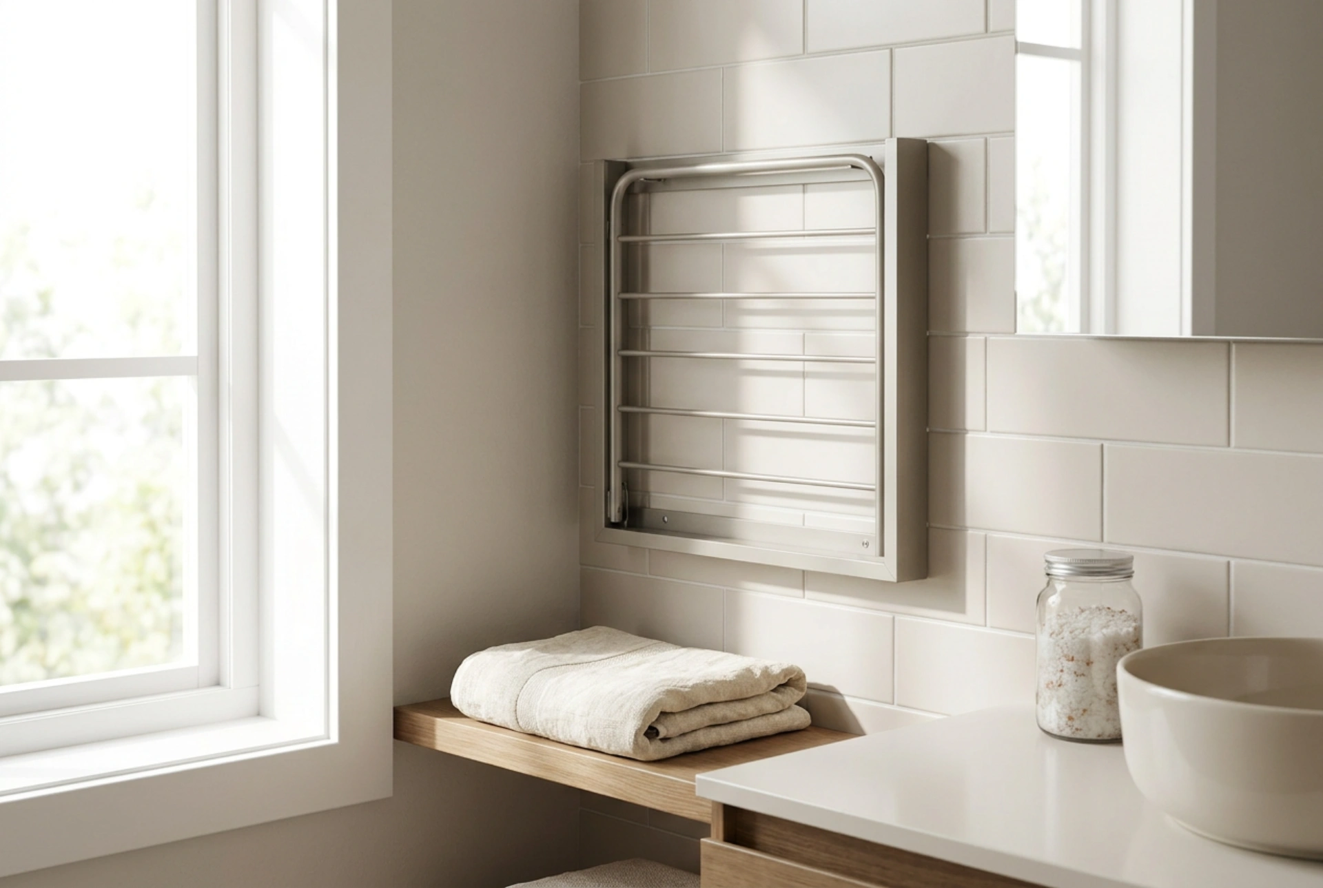 How to Plan a Wall-Mounted Clothes Drying Rack in the Bathroom