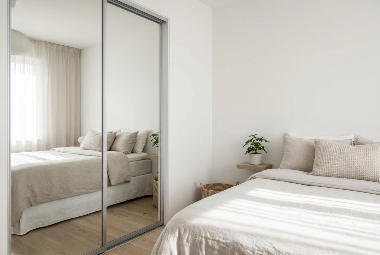 How Sliding Mirror Doors Organize Space in a Small Bedroom