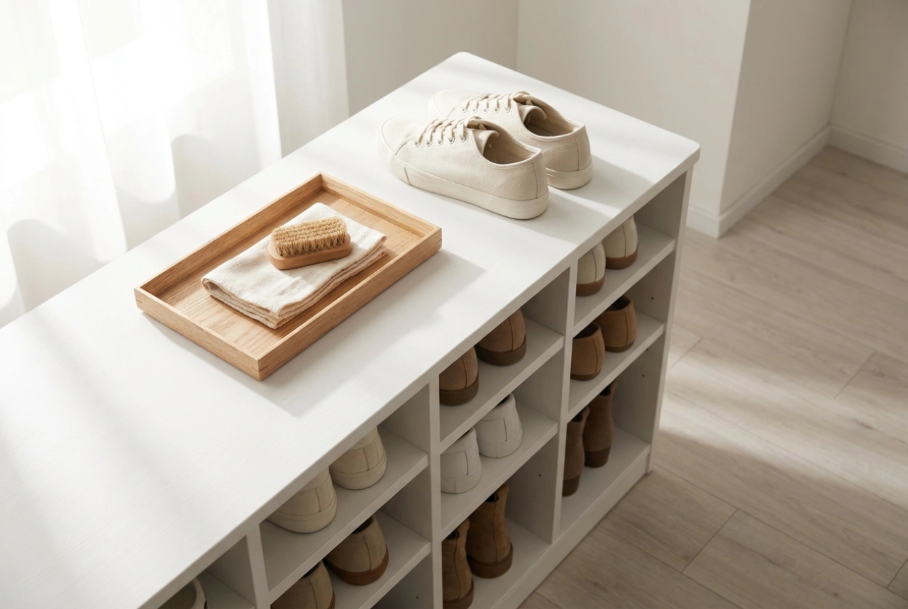 How to Maintain Order in a White Shoe Cabinet and Hallway