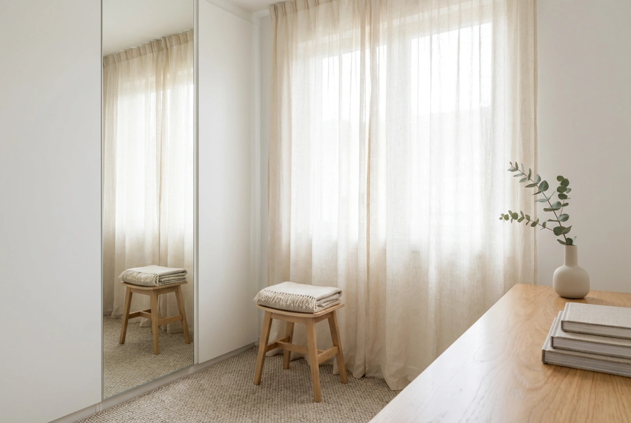 White Mirrored Wardrobes and Design Tricks for an Airy Small Bedroom