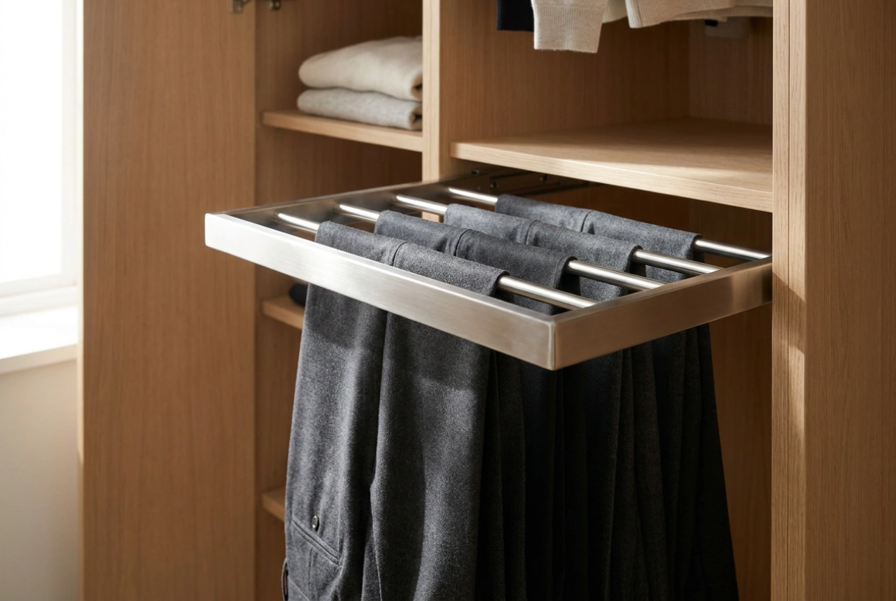 How to Use a Pull-Out Trouser Rack Without Creasing