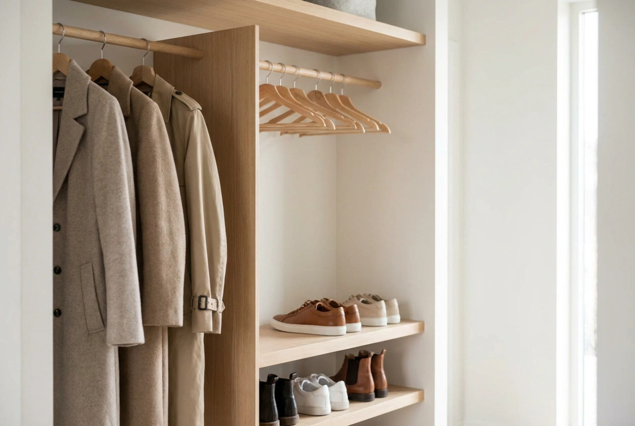 How to Separate Coats and Shoes in a Single Hallway Closet