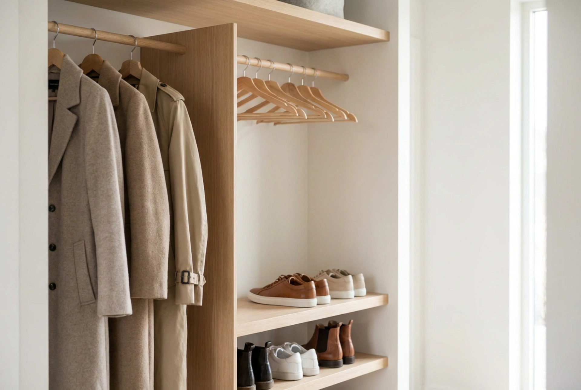 How to Separate Coats and Shoes in a Single Hallway Closet