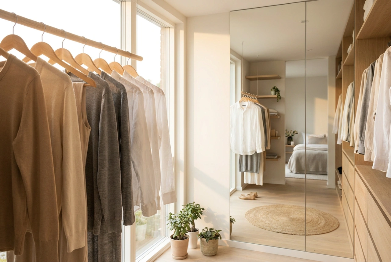 How to Organize a Wardrobe with a Mirror and Quick Access