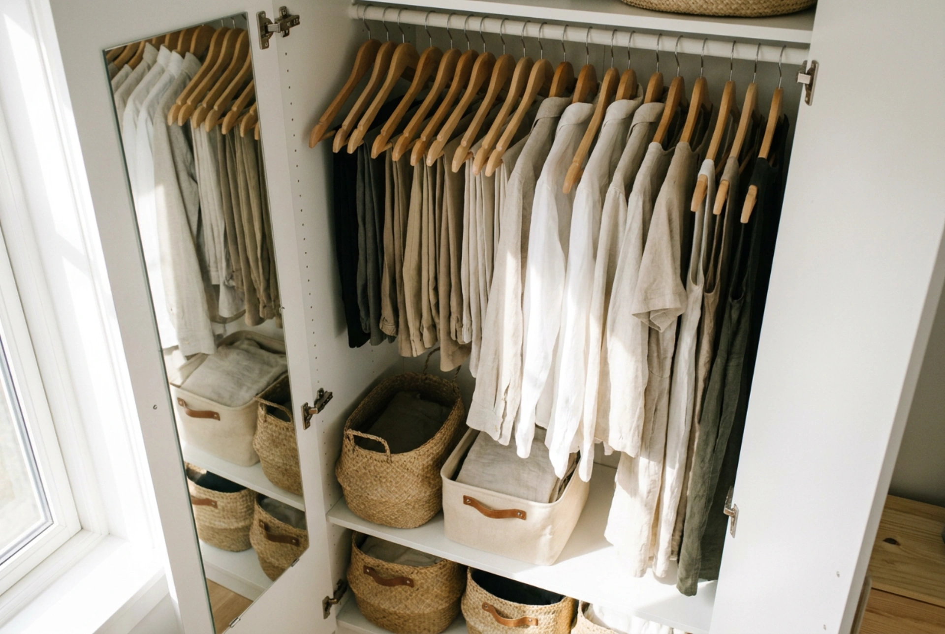 How to Organise a Narrow Wardrobe with a Mirror Without Clutter at the Door