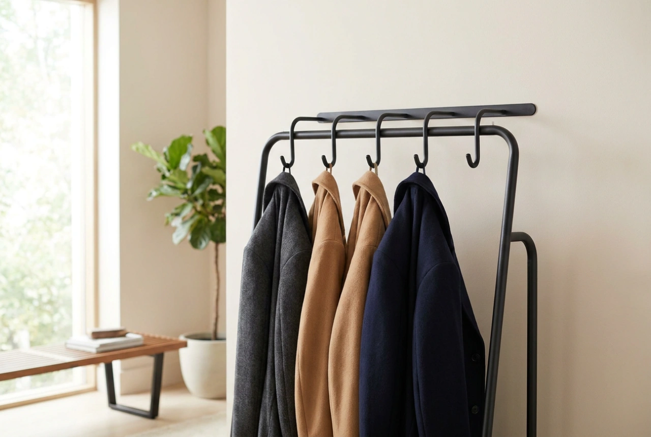 A Sturdy Standing Coat Rack for Heavy Coats and Everyday Outfits