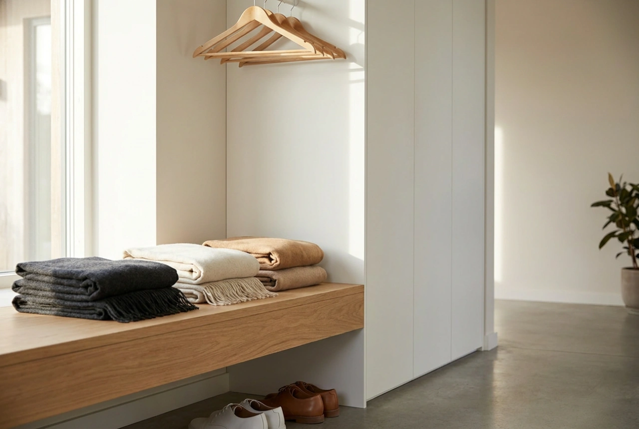 Entryway Wardrobe with a Built-In Bench: Organizing High-Traffic Storage