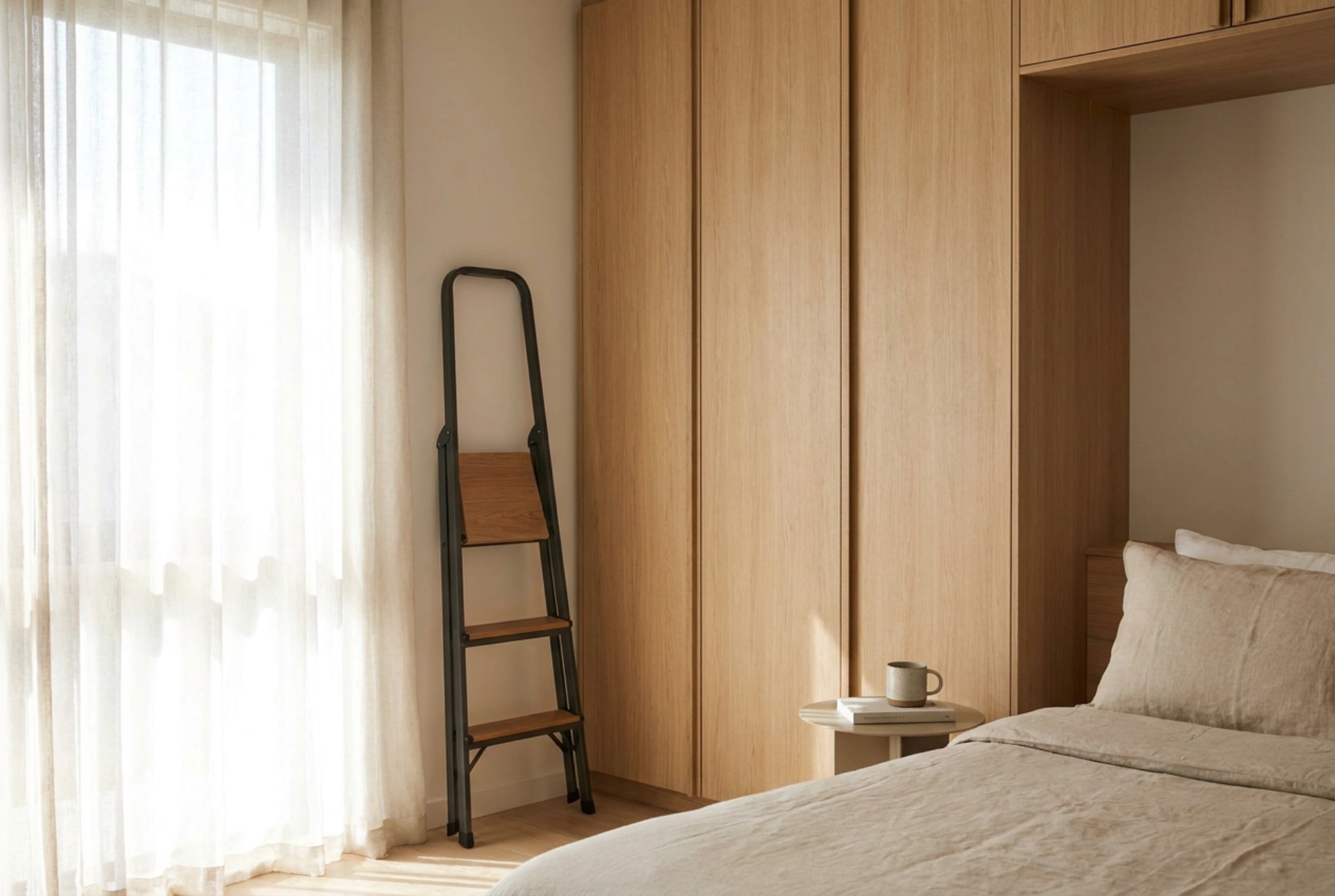 Floor-to-Ceiling Bedroom Wardrobes: Safe Ergonomics and High-Shelf Access
