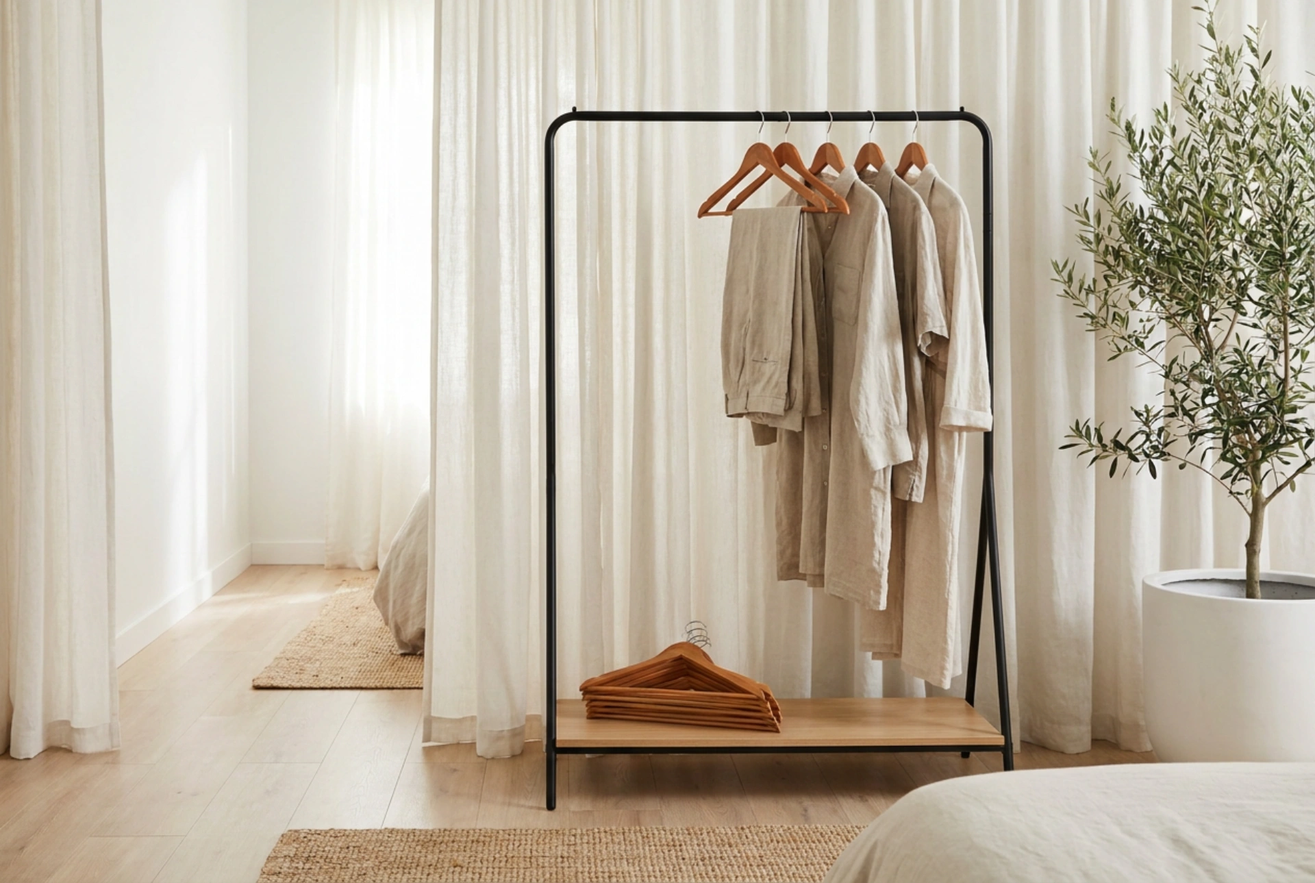 How to Partition a Mini Wardrobe in a Bedroom Without Renovation