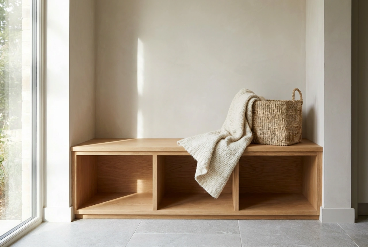 How to Plan a Hallway Wardrobe with a Seat for the Whole Family